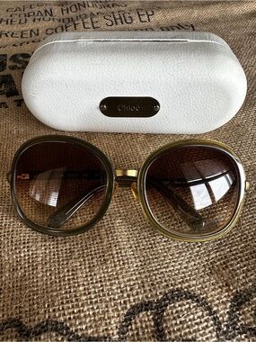 CHLOE Women's Round Gradient Sunglasses in Olive/Gold Model CL2147